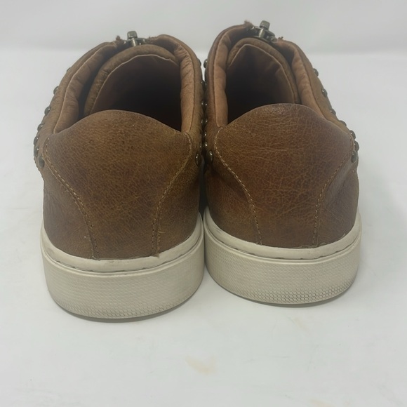 Frye & Co. Brown Leather Antique Gold Zipper Studded Sneakers Size 7